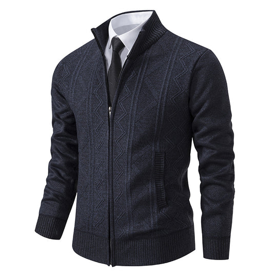 Herren Strickjacke mit hohem Kragen und Zipper Heidi-Mode