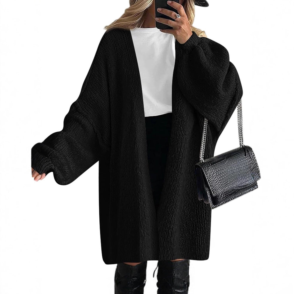 Damen Übergroßer Strickmantel mit offener Front und langen Ärmeln Heidi-Mode