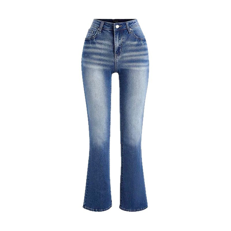 Damen Bootcut Jeans im lässigen Vintage-Stil mit hohem Bund und moderner Waschung Heidi-Mode