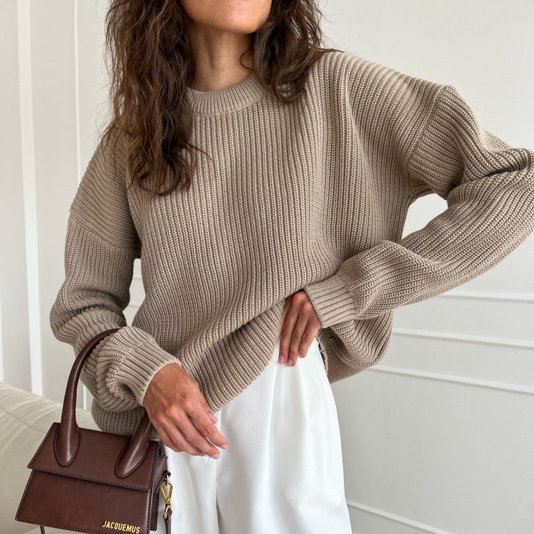 Damen Oversized Strickpullover mit strukturiertem Muster Heidi-Mode