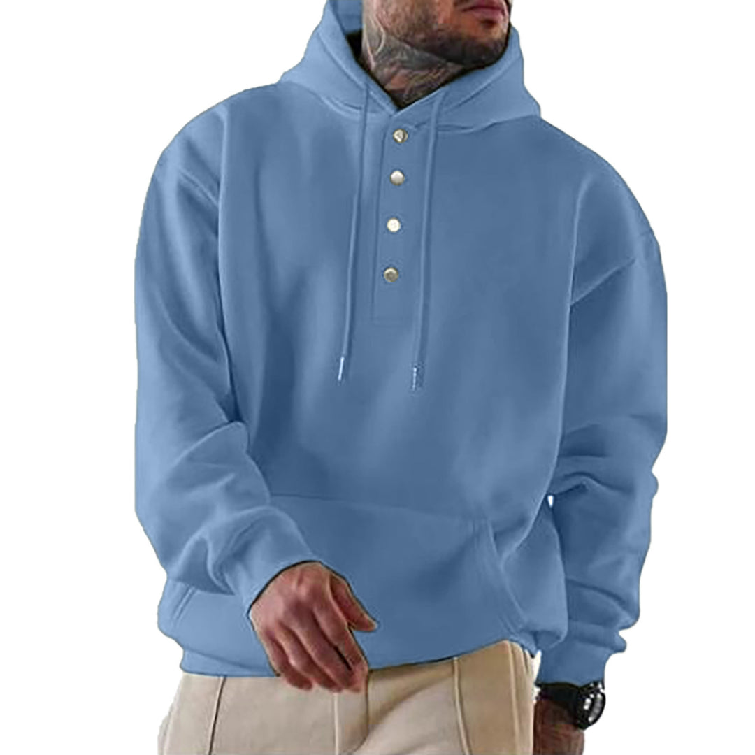Herren Kapuzenpullover mit modischen Druckknöpfen Heidi-Mode
