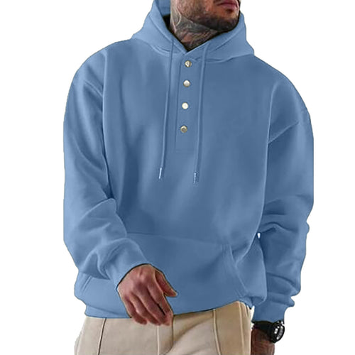 Herren Kapuzenpullover mit modischen Druckknöpfen Heidi-Mode