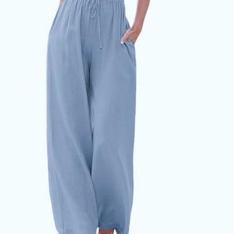 Damen Weite Palazzo-Hose mit elastischem Bund und praktischen Taschen Heidi-Mode