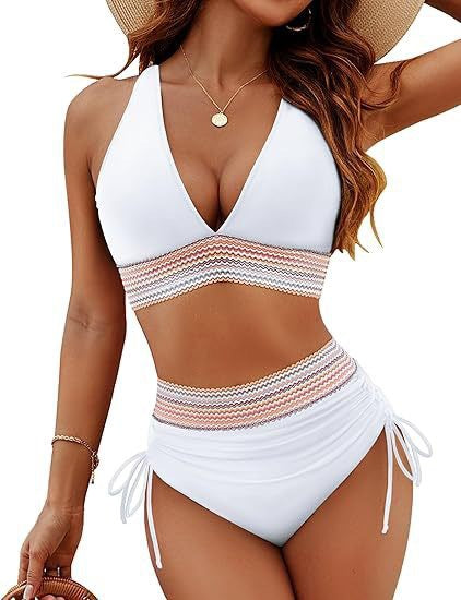 Damen Bikini-Set mit hochtaillierten Bottoms und raffiniertem Wickeloberteil Heidi-Mode