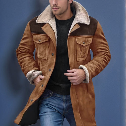 Herren Lammfelljacke im lässigen Utility-Stil mit großzügigen Taschen Heidi-Mode