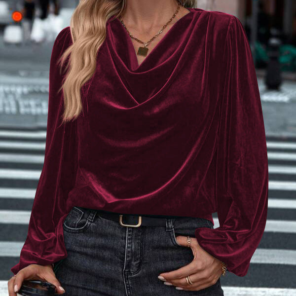 Damen Elegantes Viskosebluse mit Wasserfallausschnitt Heidi-Mode