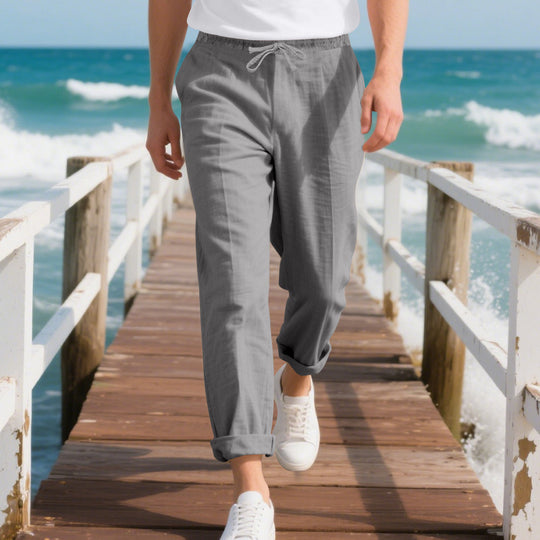 Herren bequeme Strandhose mit elastischem Bund und verstellbarem Kordelzug Heidi-Mode