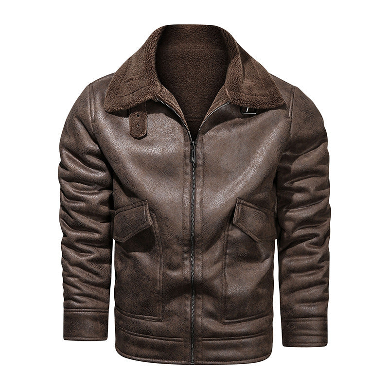 Herren Lederjacke mit warmem Fleeceinnenfutter und praktischen Taschen Heidi-Mode