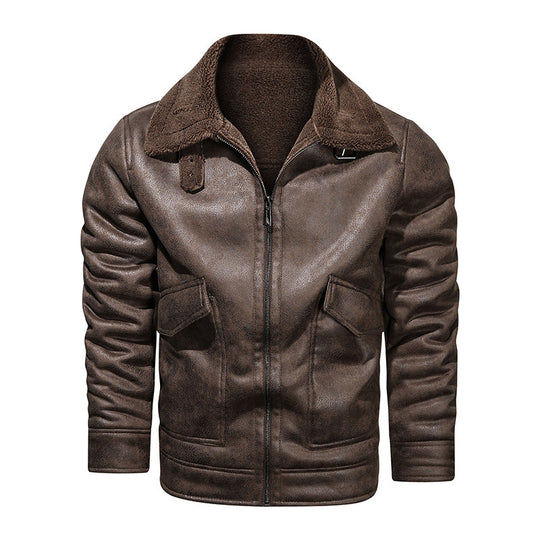 Herren Lederjacke mit warmem Fleeceinnenfutter und praktischen Taschen Heidi-Mode
