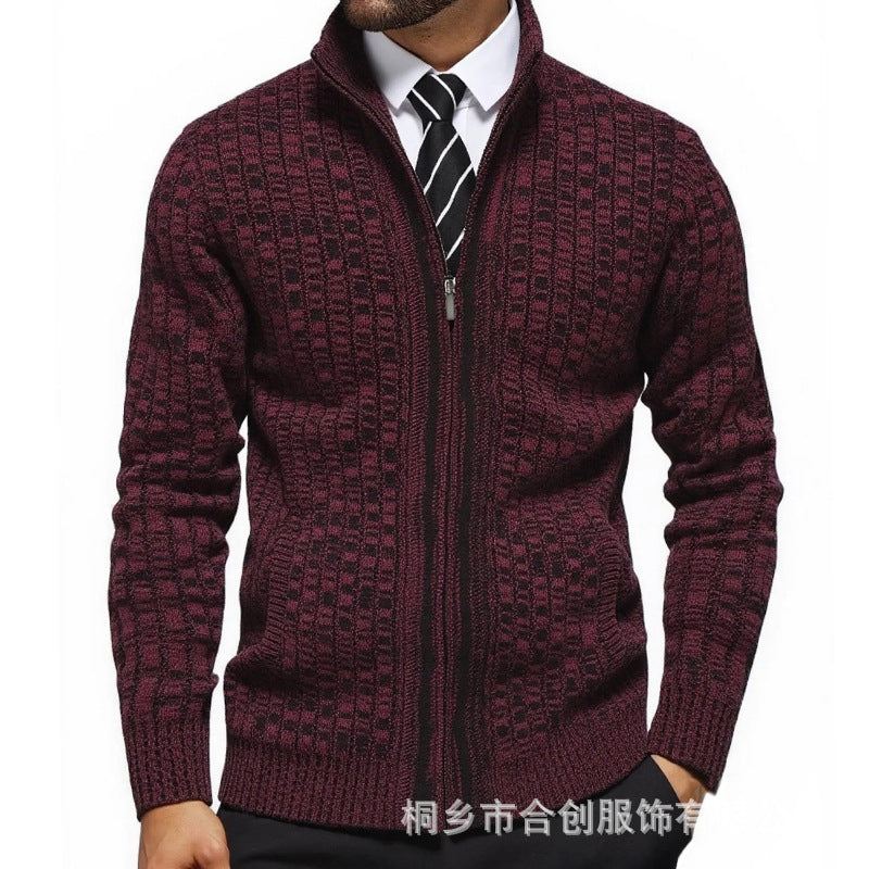 Herren strukturierte Strickjacke mit eleganter Zip-Front Heidi-Mode