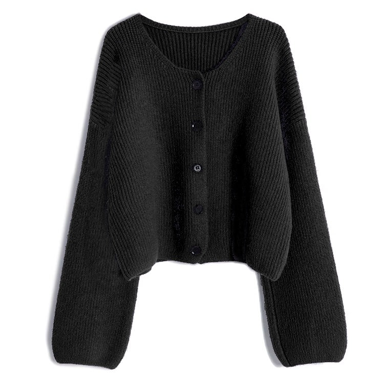 Damen modischer Short Cardigan mit feiner Rippstruktur und Knopfdetaillierung Heidi-Mode