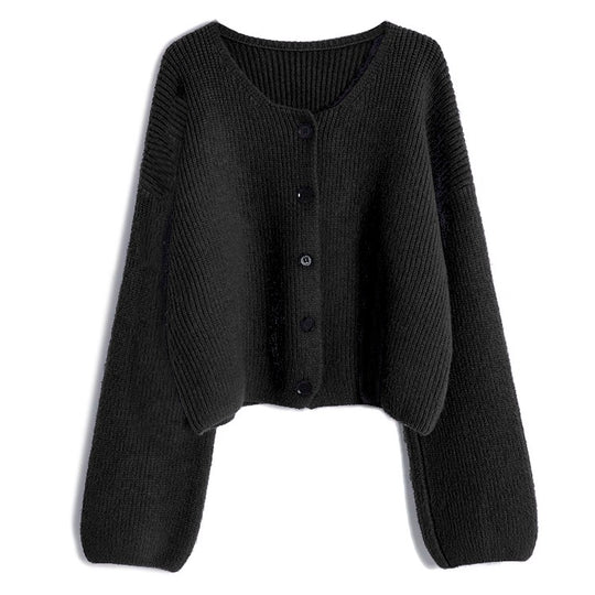 Damen modischer Short Cardigan mit feiner Rippstruktur und Knopfdetaillierung Heidi-Mode