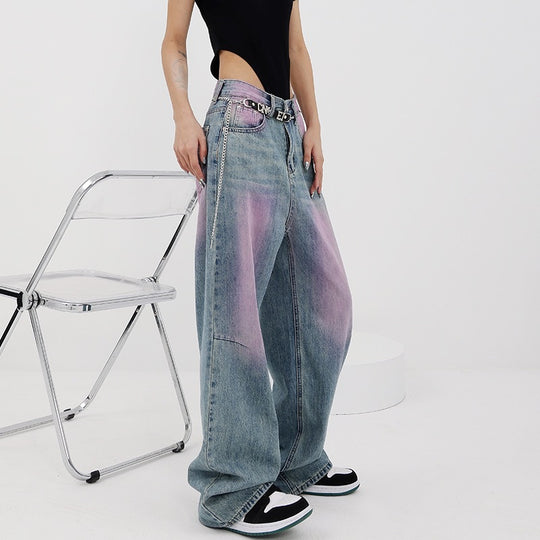 Damen lässige Baggy-Jeans mit farbverlaufendem Design und einem einzigartigen Schnitt Heidi-Mode