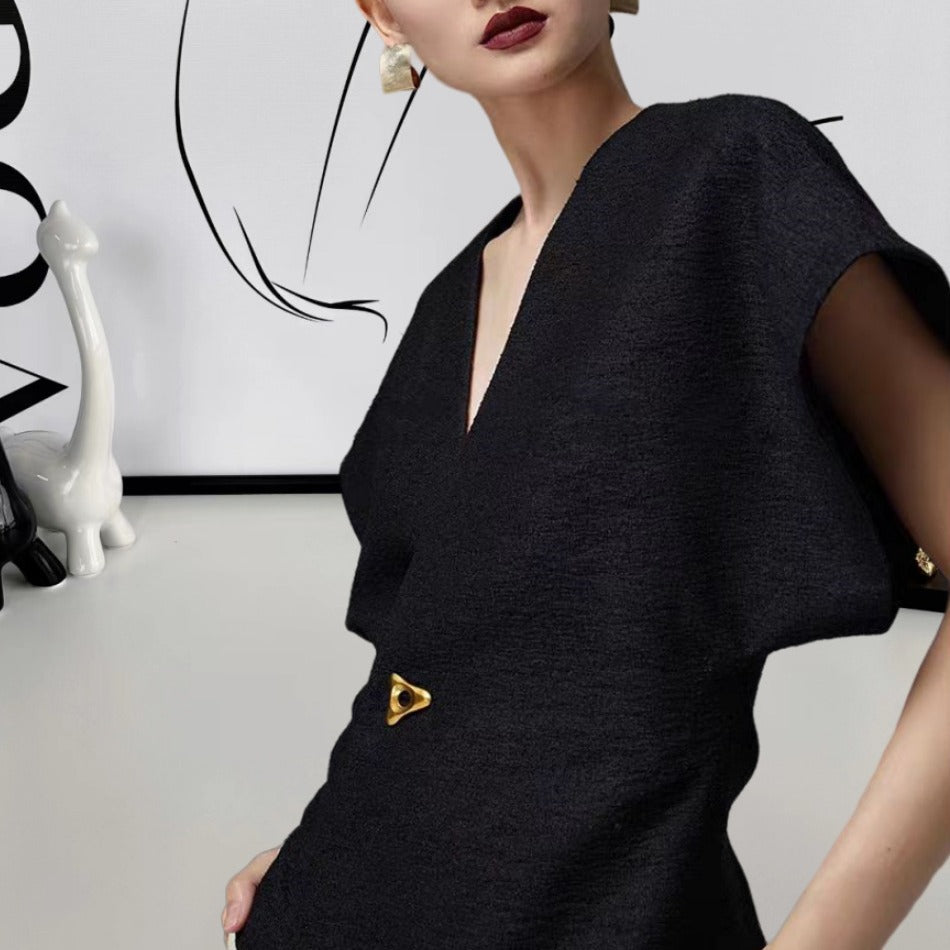 Damen Überwurfjacke mit weitem Schnitt und elegantem Knopf Heidi-Mode