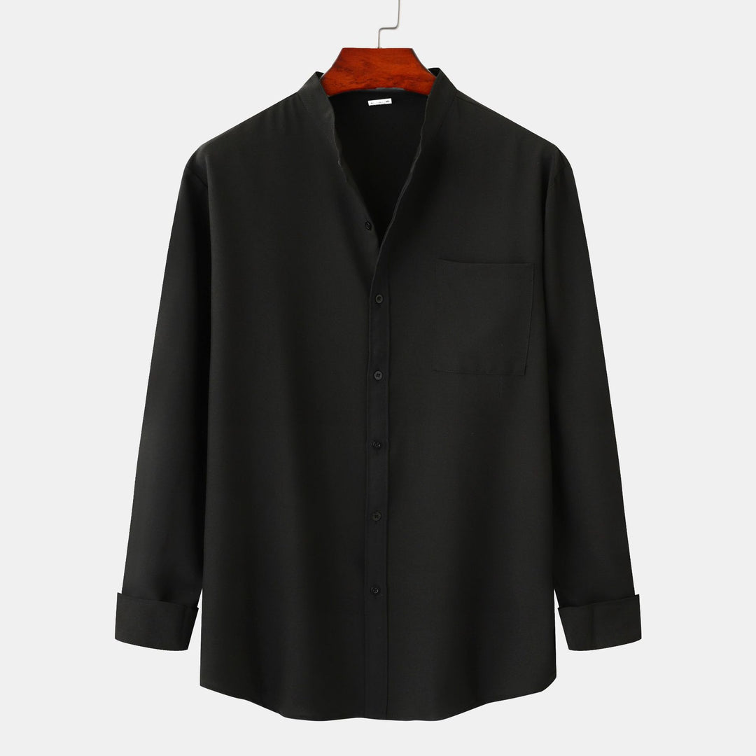 Herren Langarmhemd mit modernem steifen Kragen und praktischen Taschen Heidi-Mode