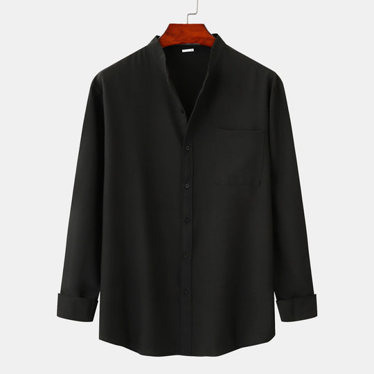 Herren Langarmhemd mit modernem steifen Kragen und praktischen Taschen Heidi-Mode