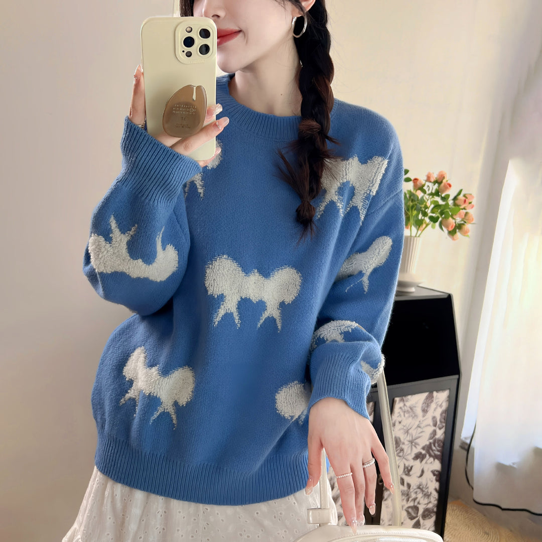 Damen kuscheliger Strickpullover mit verspieltem Muster Heidi-Mode