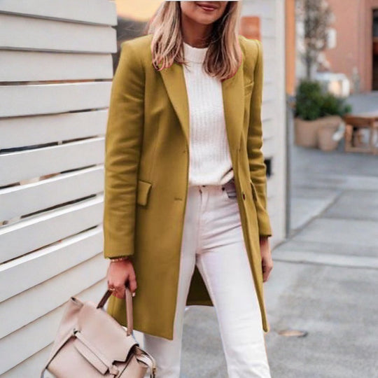 Damen eleganter und bequemer Wollmantel Heidi-Mode