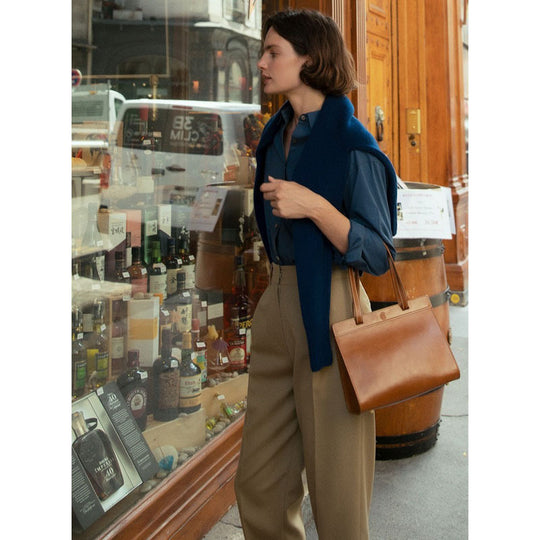 Damen elegante Hochbundhose mit modischen Falten und lockerem Schnitt Heidi-Mode