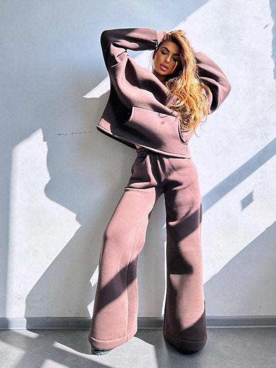 Damen Oversized Hoodie und weit geschnittene Jogginghose Set Heidi-Mode