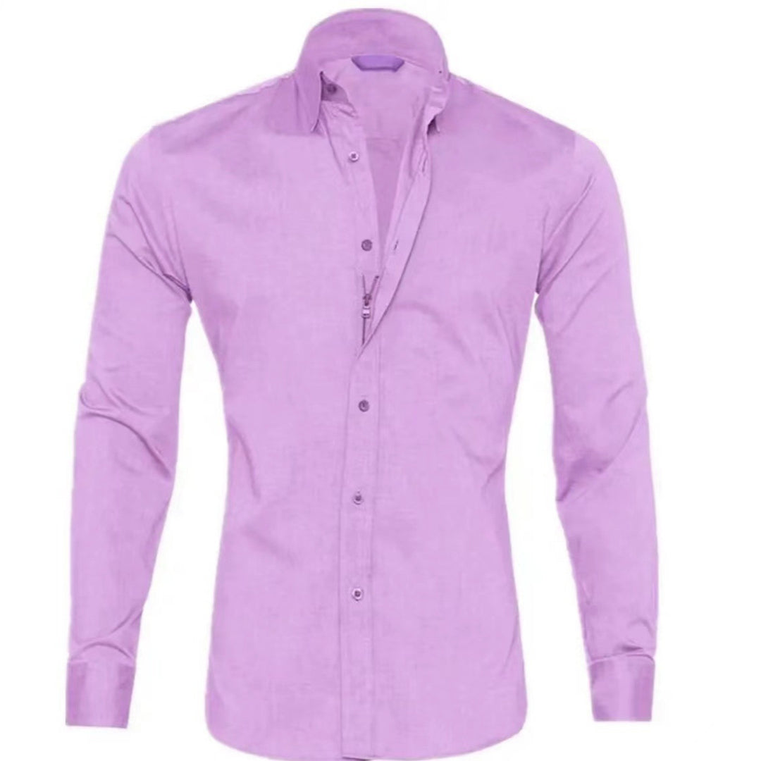 Herren modisches Langarmhemd mit Reißverschluss Heidi-Mode