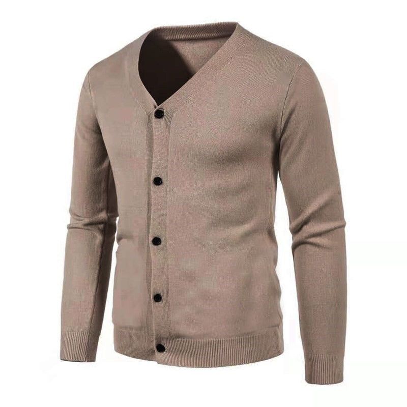 Herren stilvolle Strickjacke mit tiefem V-Ausschnitt und Knopfleiste Heidi-Mode