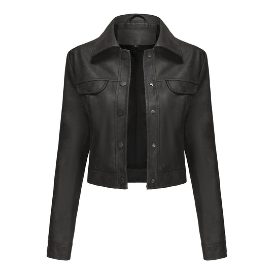 Damen modische kurz geschnittene Lederjacke Heidi-Mode