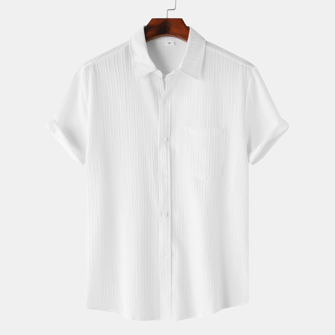 Herren Kurzarmhemd mit feiner struktureller Textur und praktischer Brusttasche Heidi-Mode