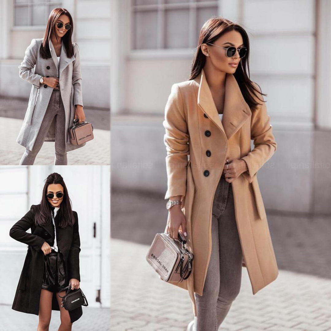 Damen Eleganter Woll-Trenchcoat Heidi-Mode