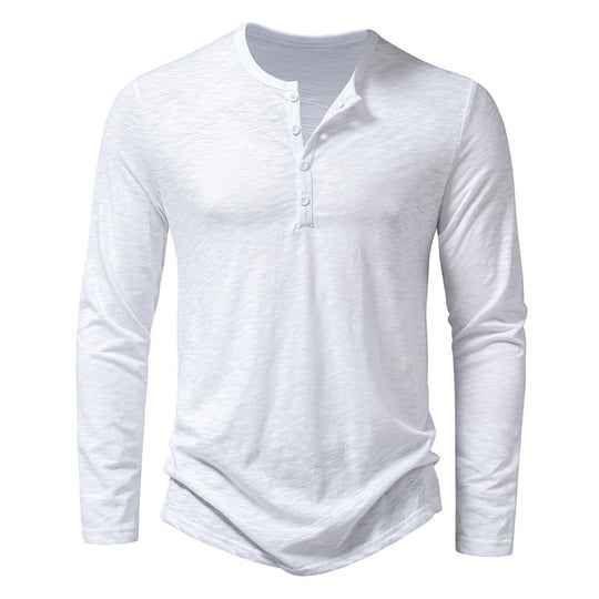 Herren Langarmshirt mit knopflosem V-Ausschnitt und atmungsaktivem Stoff Heidi-Mode