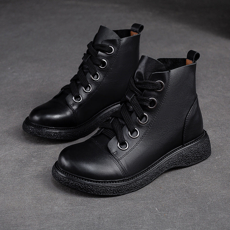 Damen Hochwertige Schnürstiefel mit robustem Sohlenprofil und modischem Leder Heidi-Mode