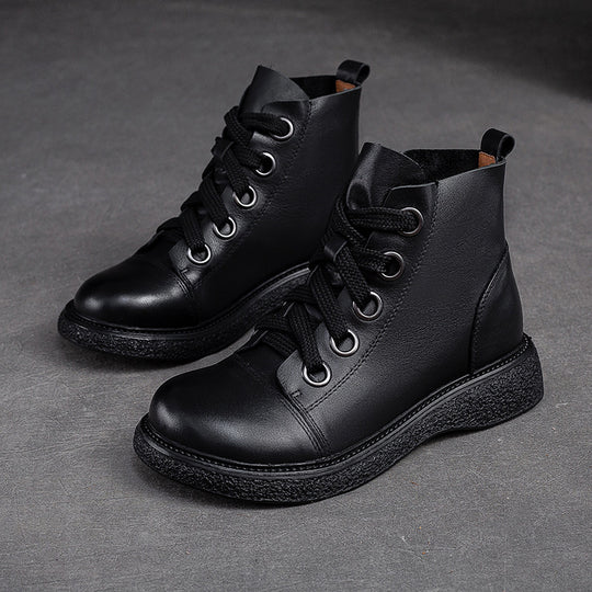 Damen Hochwertige Schnürstiefel mit robustem Sohlenprofil und modischem Leder Heidi-Mode