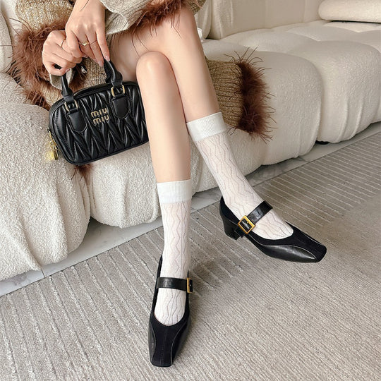 Damen elegante Mary Jane Absätze mit chunky Schnalle Heidi-Mode