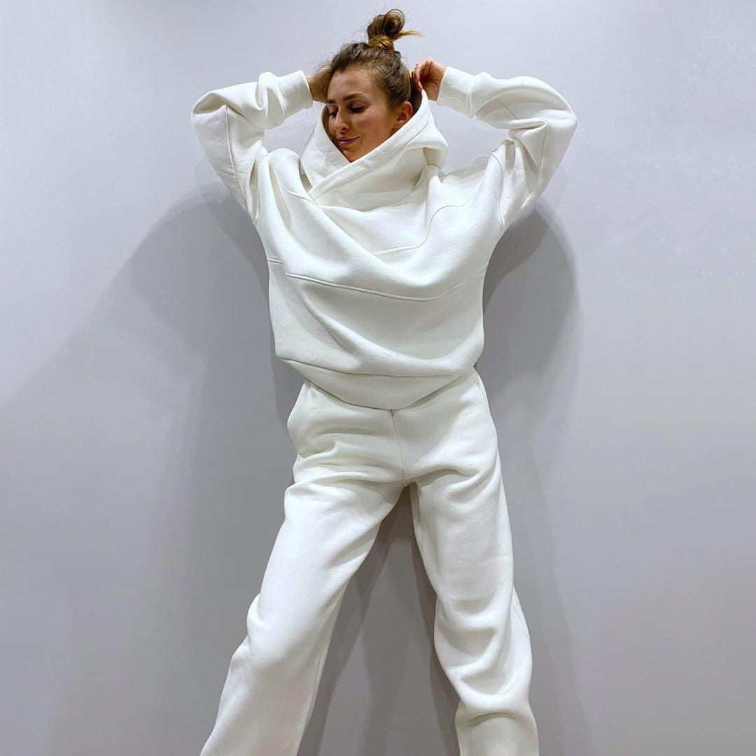 Damen lässiges Hooded Sweatset mit Ziernähten Heidi-Mode