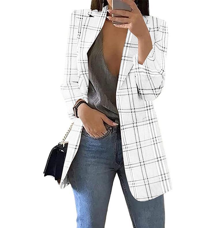 Damen Karierter Blazer mit modernem Schnitt und lässigen Details Heidi-Mode