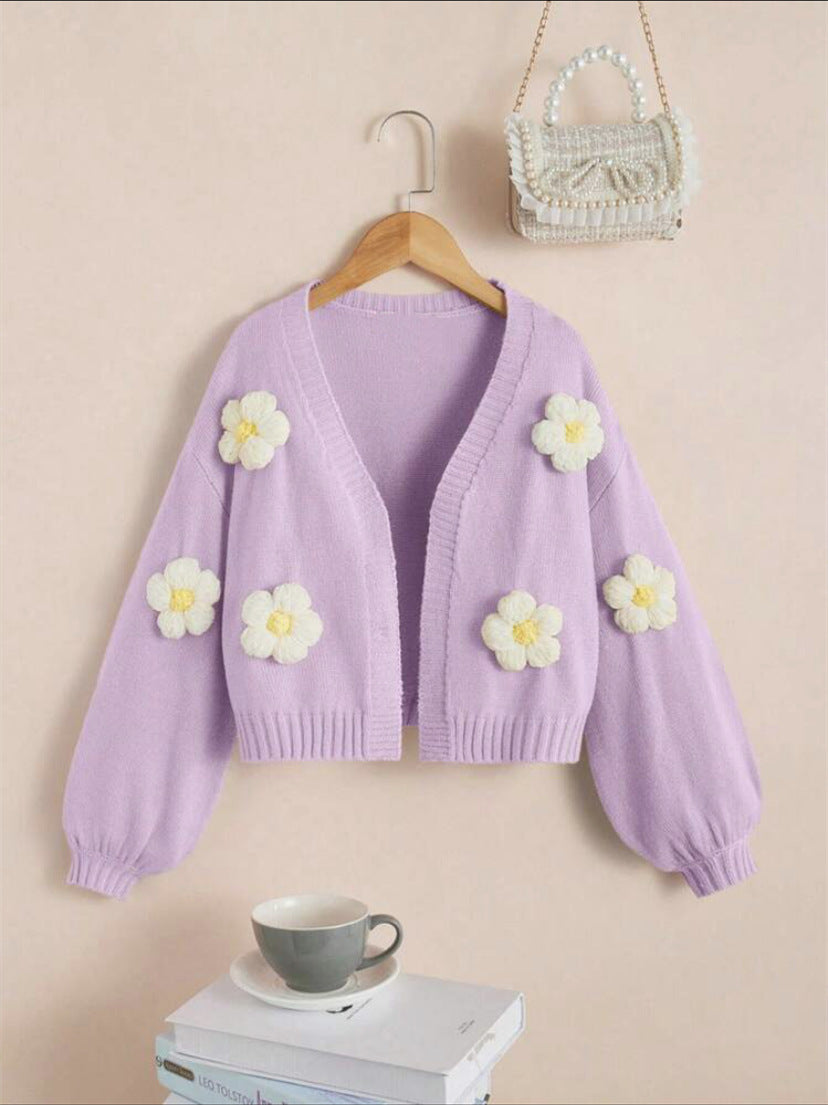 Damen Kurzjacke mit verspielten Blumenapplikationen Heidi-Mode