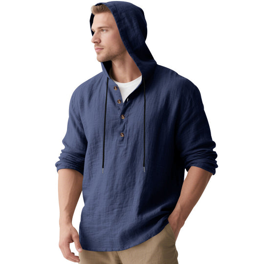 Herren Kapuzenshirt mit Knopfleiste und lässigem Schnitt Heidi-Mode