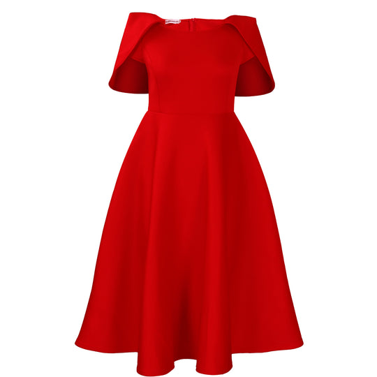 Damen Cocktailkleid mit festlichem Cape-Ausschnitt und schwingendem Rock Heidi-Mode