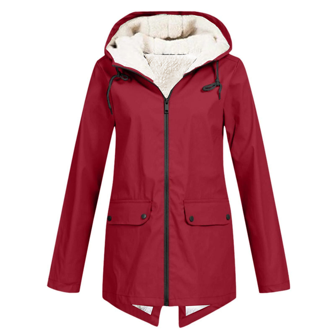 Damen Wasserabweisende Übergangsjacke mit warmem Fleece-Futter und verstellbarem Kapuzenkragen Heidi-Mode