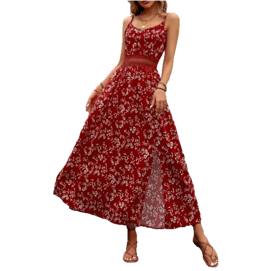 Damen Sommermaxikleid mit floralem Design und raffiniertem Schlitz Heidi-Mode