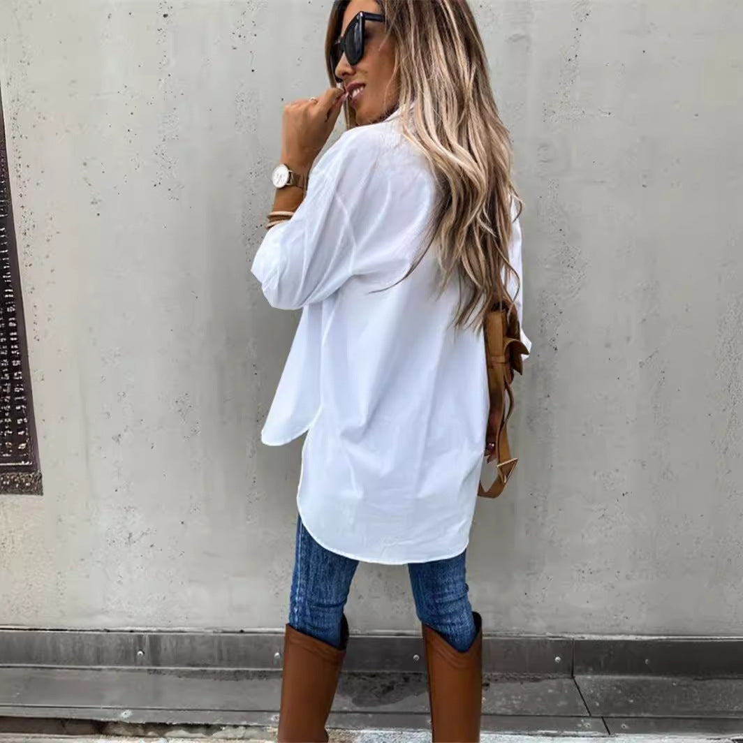 Damen Modische Hemdbluse mit praktischen Brusttaschen und legerem Schnitt Heidi-Mode