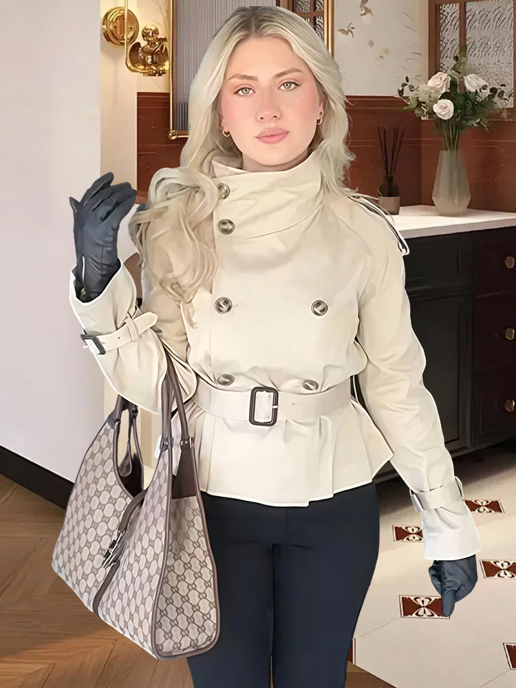 Damen Trenchcoat mit taillierter Silhouette und doppelter Knopfleiste Heidi-Mode