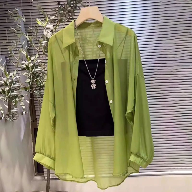 Femme Transparente Knopf-down Geschichtete Tunika Heidi-Mode