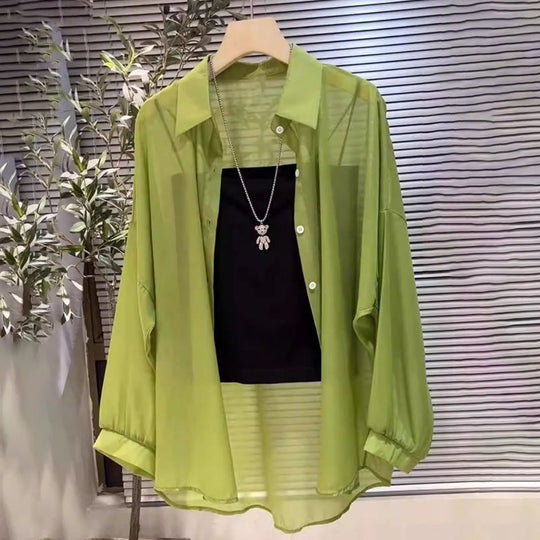 Femme Transparente Knopf-down Geschichtete Tunika Heidi-Mode