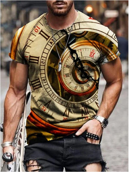 Herren T-Shirt mit künstlerischem Bienenwabenmotiv und 3D-Druck Heidi-Mode