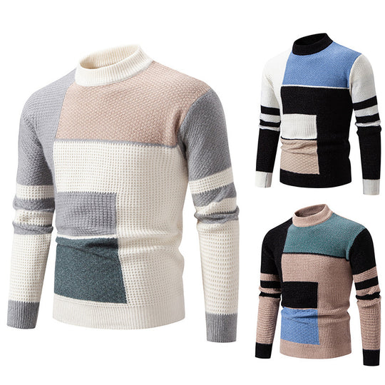 Herren modischer Pullover mit strukturiertem Farbblockdesign Heidi-Mode