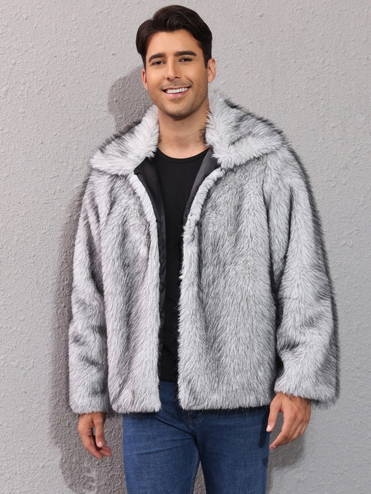 Herren Luxuriöse Kunstpelzjacke mit breitem Revers Heidi-Mode
