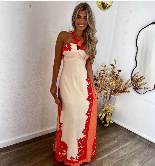 Heidi-Mode | Lässiges bedrucktes langes Strandkleid
