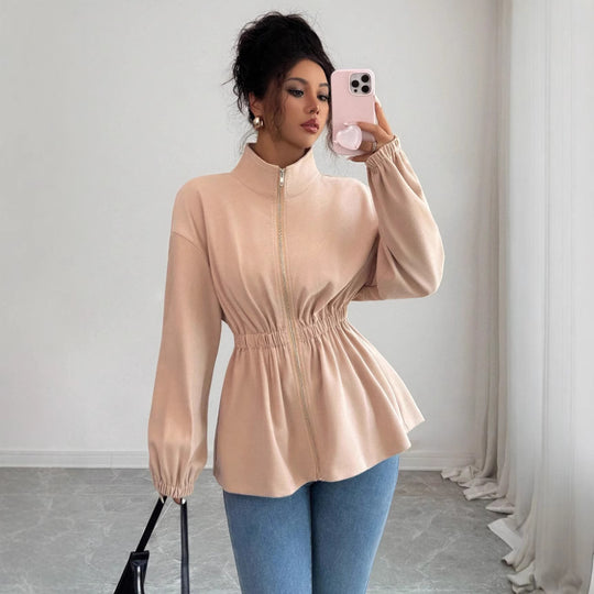 Damen Moderner Zip-Hoodie mit Taillierung Heidi-Mode