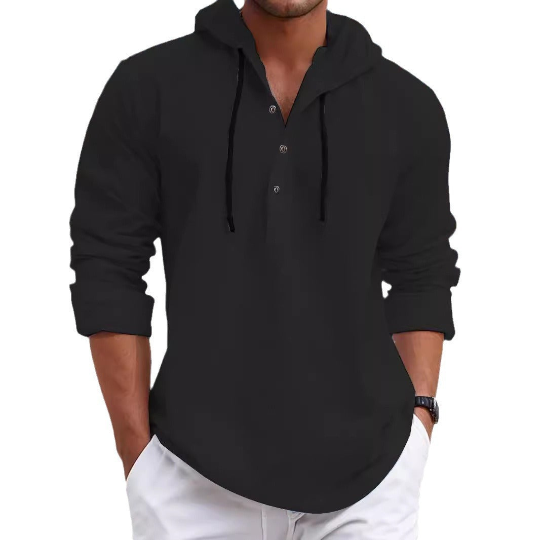Herren Kapuzenpullover mit modischem Knopfdruck und lässigem Schnitt Heidi-Mode